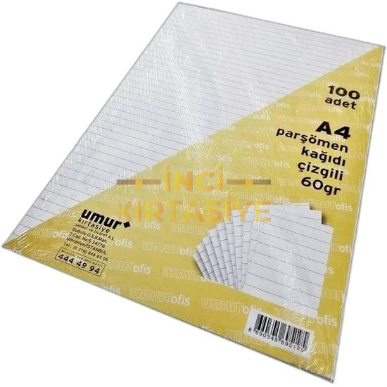 UMUR A4 ÇİZGİLİ PARŞÖMEN KAĞIDI 100LÜ