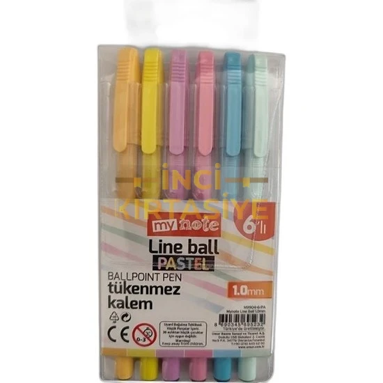 MYNOTE LINE BALL 1.0 MM 6'LI PASTEL
