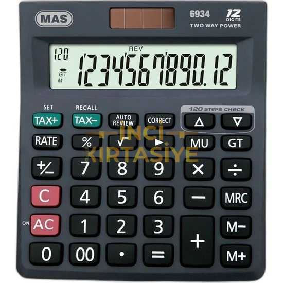 MAS 6934 HESAP MAKİNESİ OFİS TİPİ PLASTİK PANEL ORTA