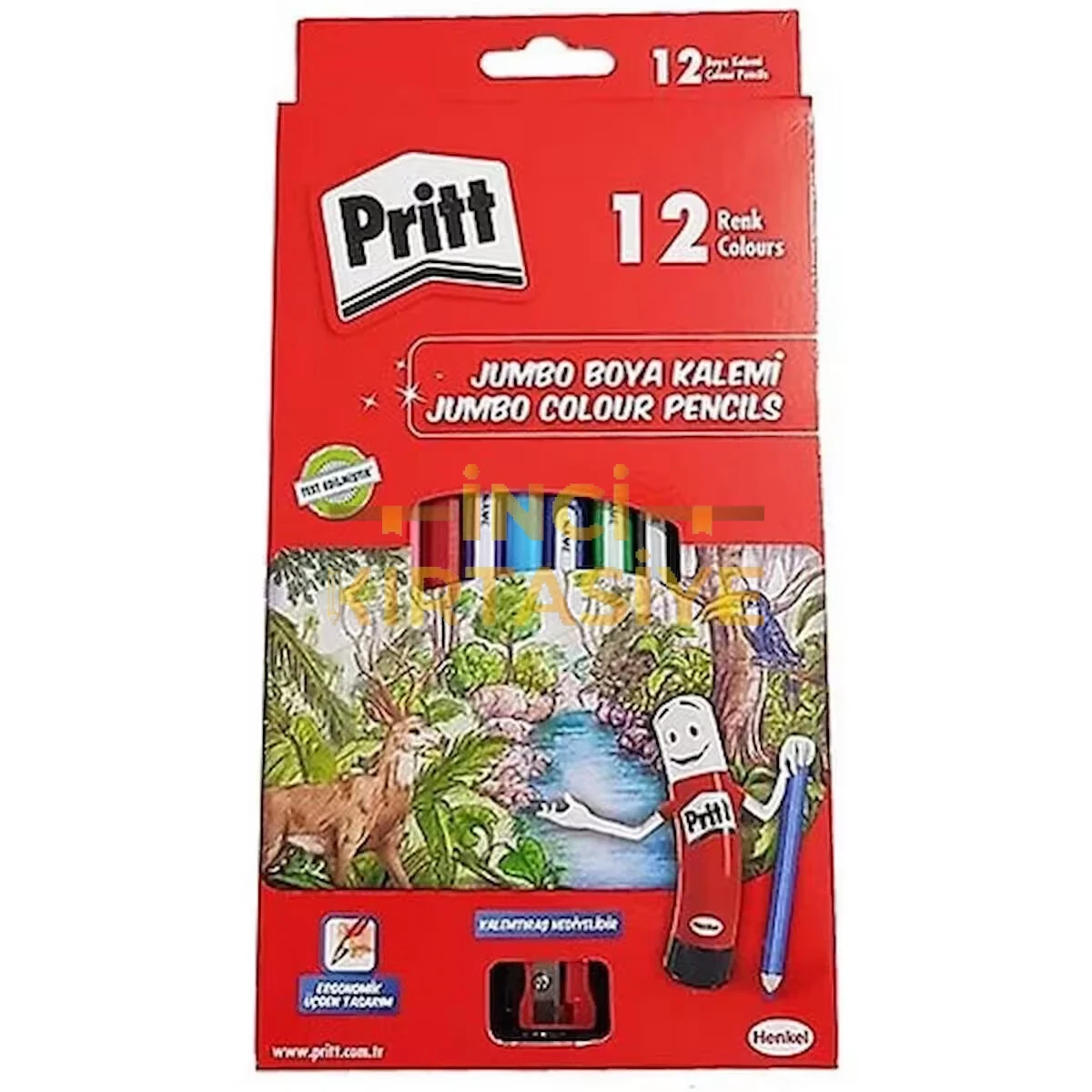 PRITT JUMBO ÜÇGEN BOYA KALEMİ 12 RENK KARTON KUTU