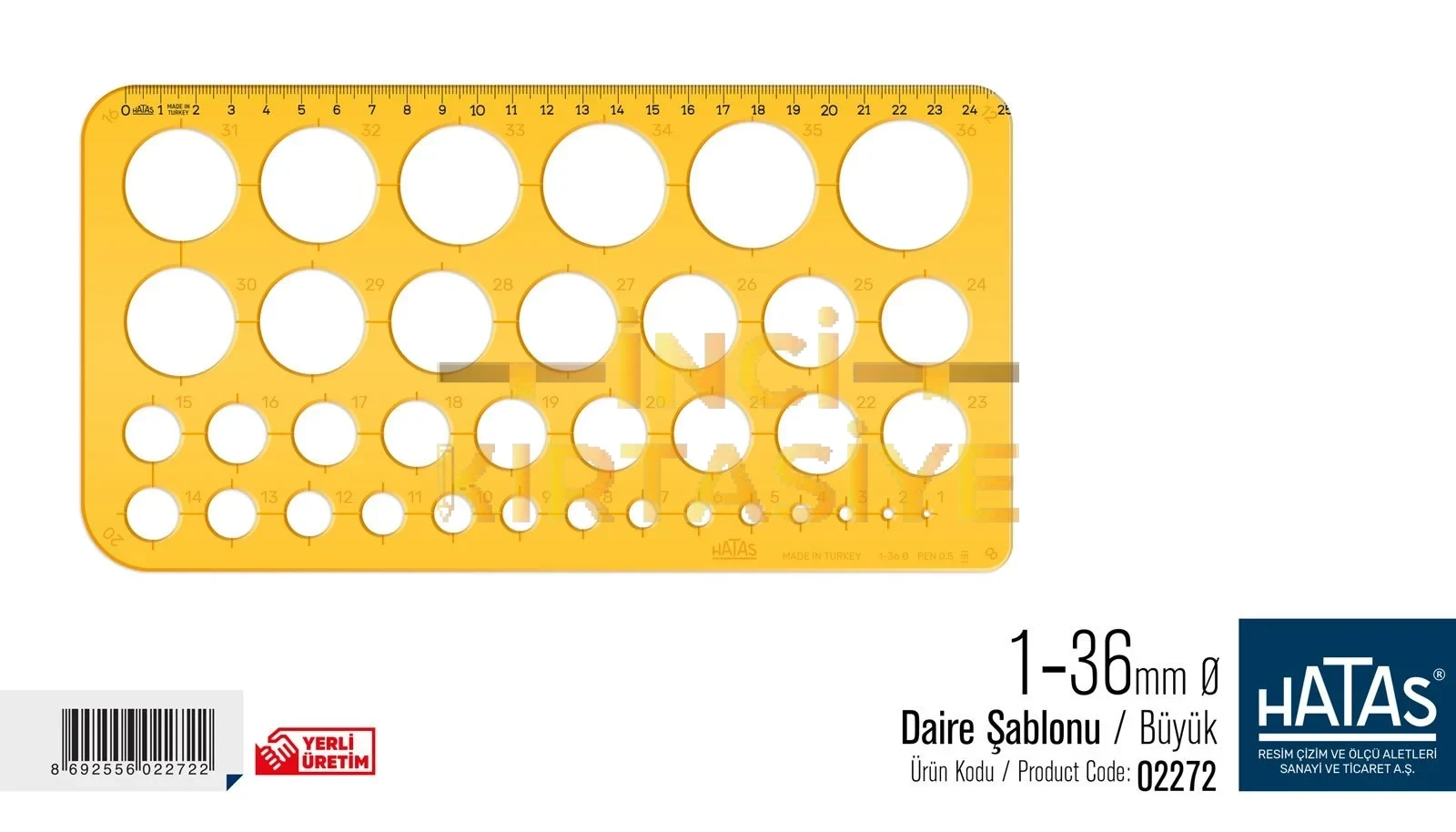 HATAS DAİRE ŞABLONU BÜYÜK 1-36MM. 25CM.