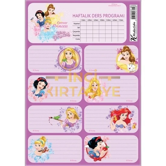 PRENSESLER DERS PROG.3LÜ ETİKET