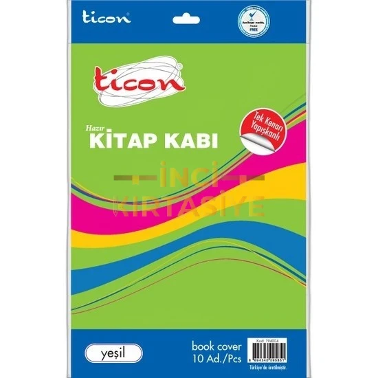 TİCON TEK KENARI YAPIŞKANLI HAZIR KİTAP KABI 10'LU SARI