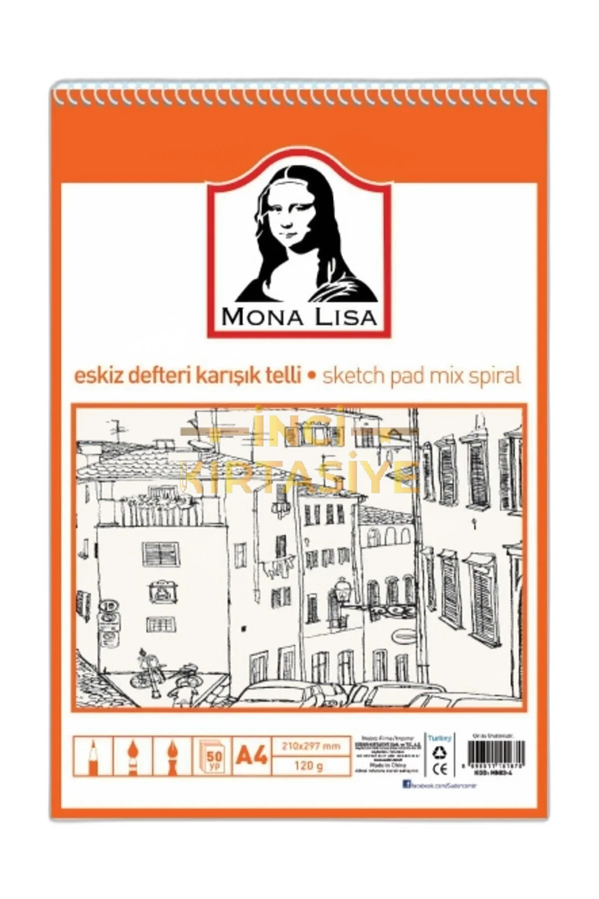 MONALISA ESKIZ DEFTERI KARIŞIK TELLI A4 50 YP