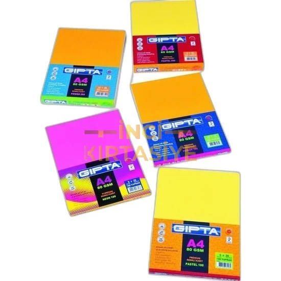 POWER-100 A4 RENKLİ KAĞIT 100LÜK PAKET (10X10 YP.)