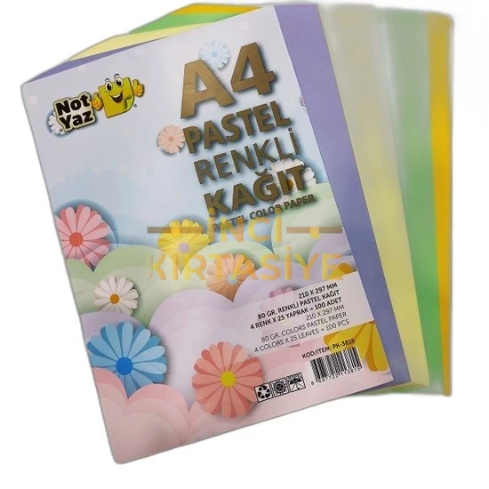NOT YAZ A4 4X24 100'LÜ PASTEL RENKLİ KAĞIT