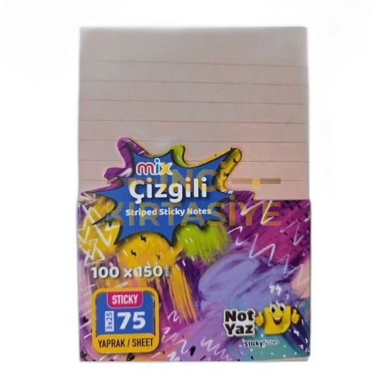 ÇİZGİLİ MİX JUMBO YAPIŞKANLI NOT KAĞIDI 75 YAPRAK (100X150 MM)