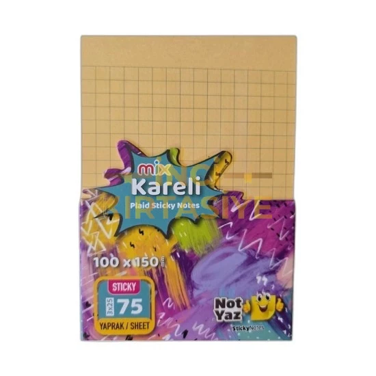 KARELİ MİX JUMBO YAPIŞKANLI NOT KAĞIDI 75 YAPRAK (100X150 MM)
