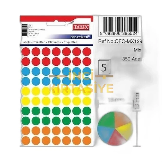 TANEX OFC-129 MİX COLOR OFİS ETİKETİ