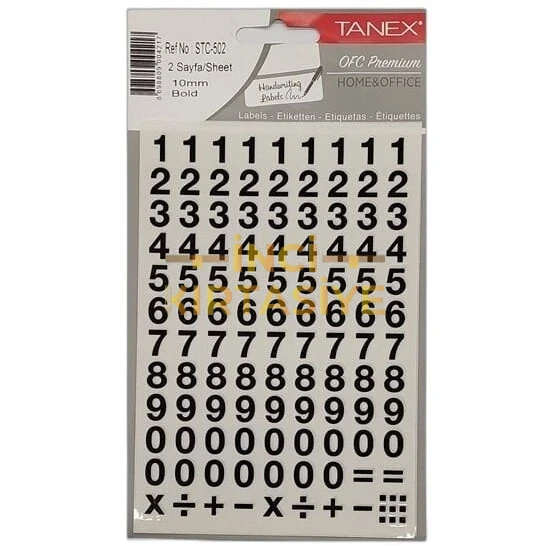 TANEX STC-502 RAKAM ETİKETİ 10MM BOLD 2 AD.