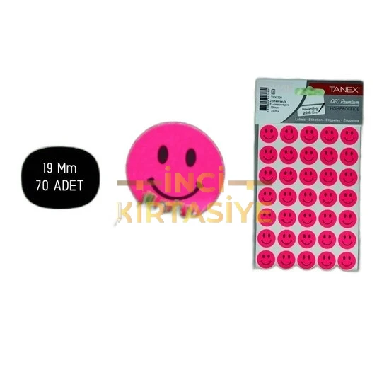 TNX-329 19MM FLO PEMBE GÜLEN YÜZ ETİKETİ 2 AD.