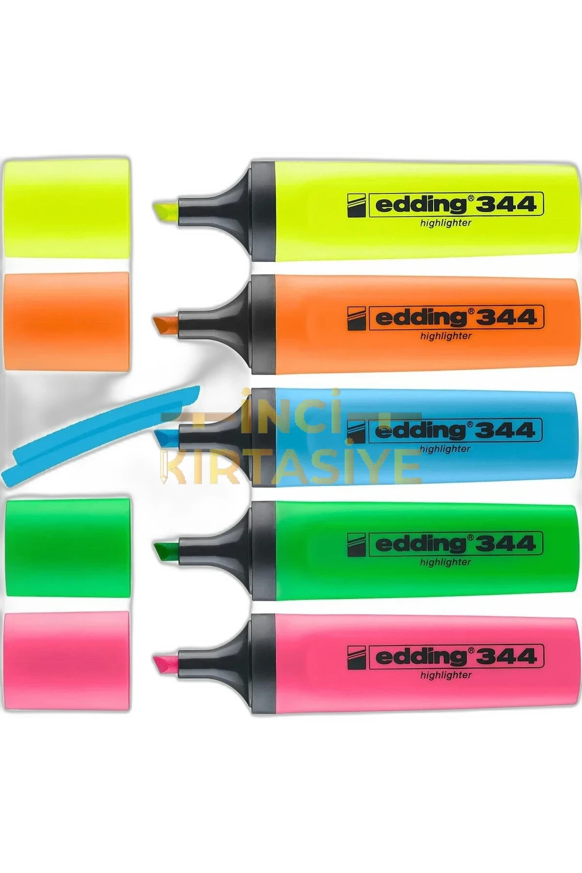 EDDİNG 344 FOSFORLU KALEM PVC 5 Lİ SET