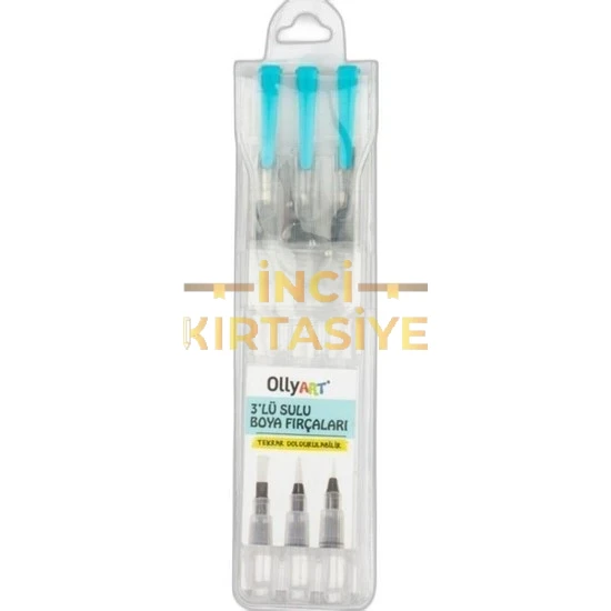 OLLYART 3'LÜ DOLDURULABİLİR SULU BOYA FIRÇALARI