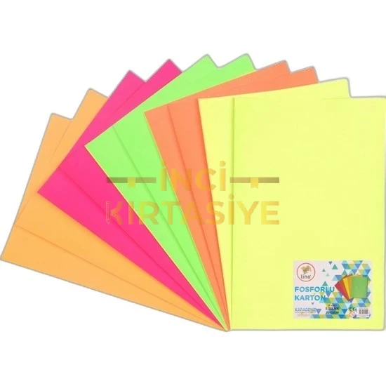 LİNO FOSFORLU FON KARTONU 170 GR. 5 RENK  (50X70 CM.)