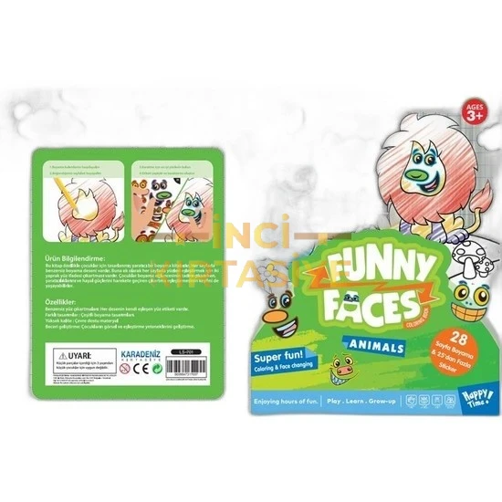 LİNO FUNNY FACES STİCKERLI BOYAMA KİTABI HAYVANLAR