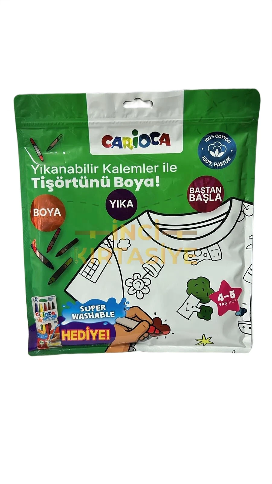 CARİOCA BOYANABİLİR TİŞÖRT - YIKANABİLİR KALEMLER İLE TİŞÖRTÜNÜ BOYA 4-5 YAŞ