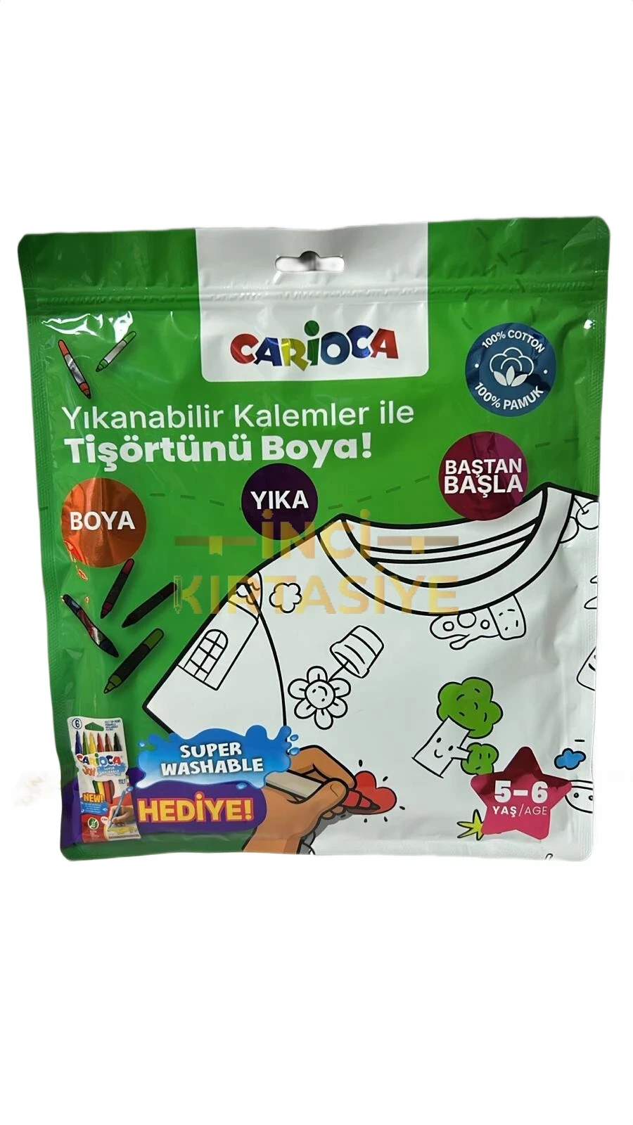 CARİOCA BOYANABİLİR TİŞÖRT - YIKANABİLİR KALEMLER İLE TİŞÖRTÜNÜ BOYA 5-6 YAŞ
