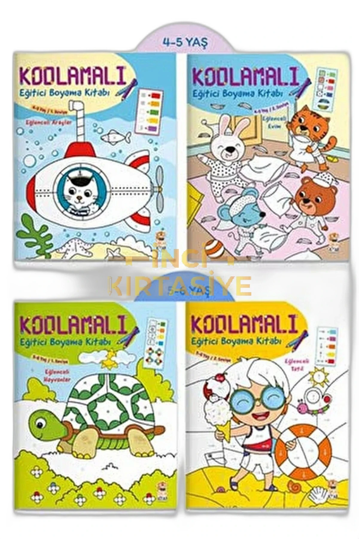KODLAMALI EĞİTİCİ BOYAMA SETİ (4 KİTAP)
