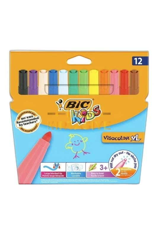 BİC ECO VISA YIKANABİLİR JUMBO KEÇELİ BOYA KALEMİ 12 RENK