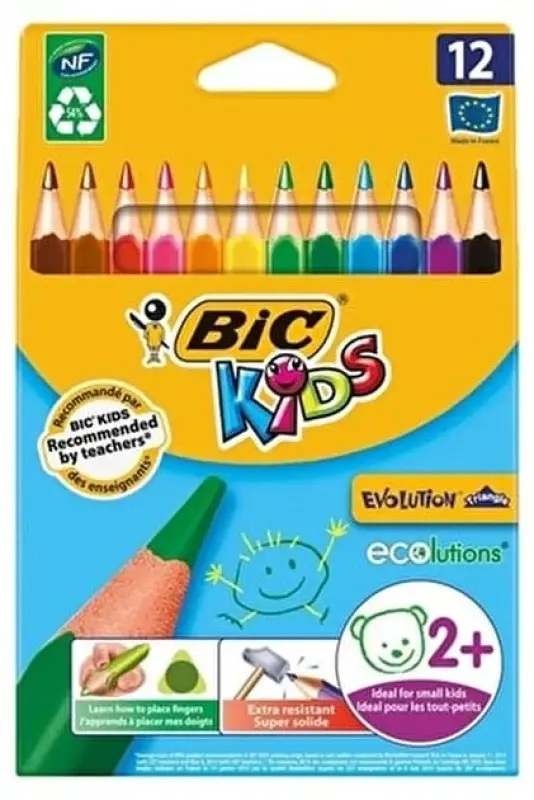 BIC EVOLUTION ÜÇGEN JUMBO 12'Lİ KURU BOYA KALEMI