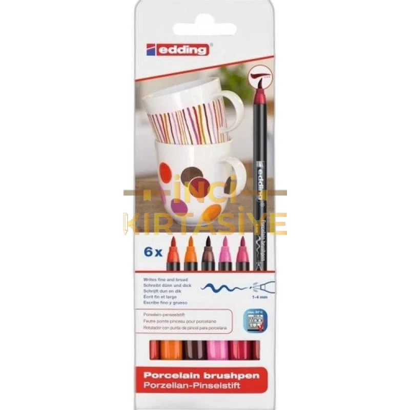 EDDİNG 4200 PORSELEN KALEMI 6LI SET- SICAK RENKLER (E-4200)
