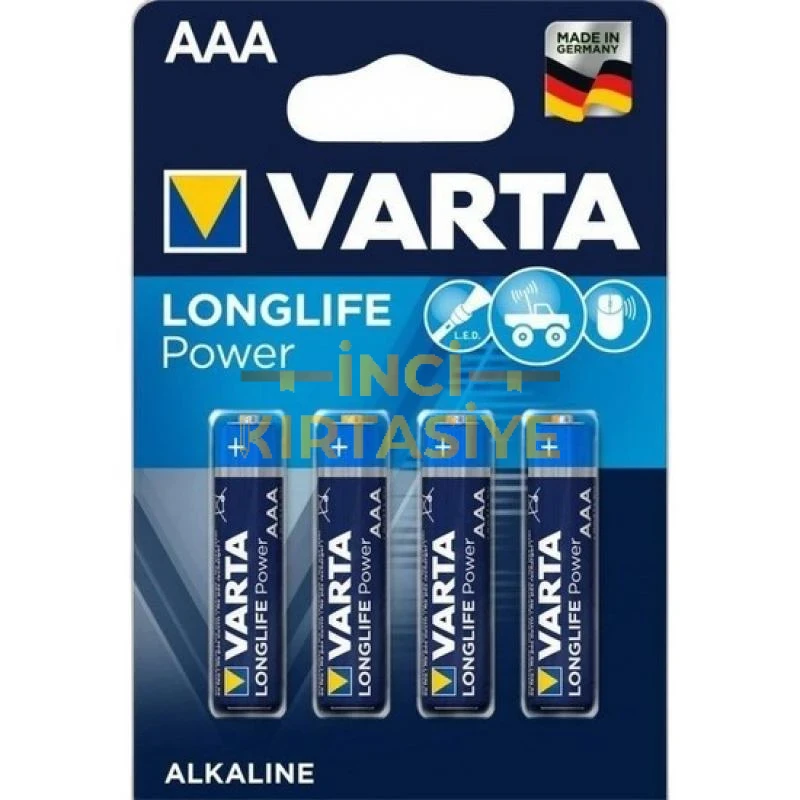 VARTA 4903 LONGLIFE POWER ALKALIN AAA İNCE KALEM PIL 4'LÜ PAKET