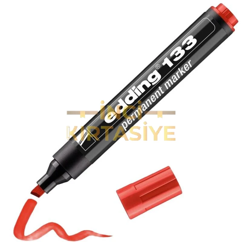 EDDİNG 133 PERMANENT MARKER KOLİ KALEMİ KESİK UÇLU KIRMIZI