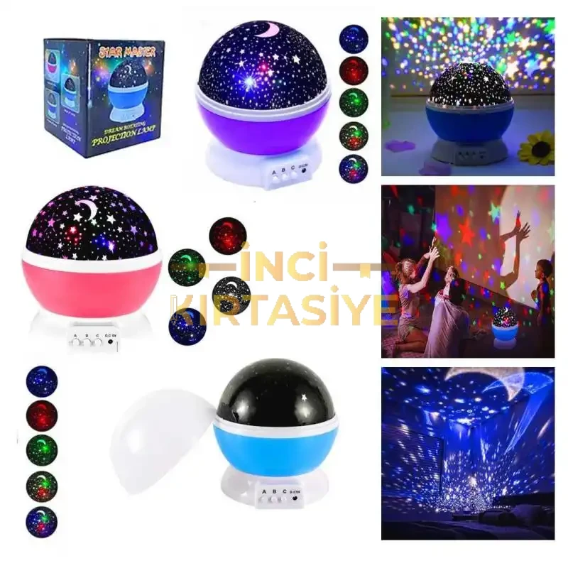 RENKLİ VE DÖNEN STAR MASTER PROJEKSİYON GECE LAMBASI KAPAKLI