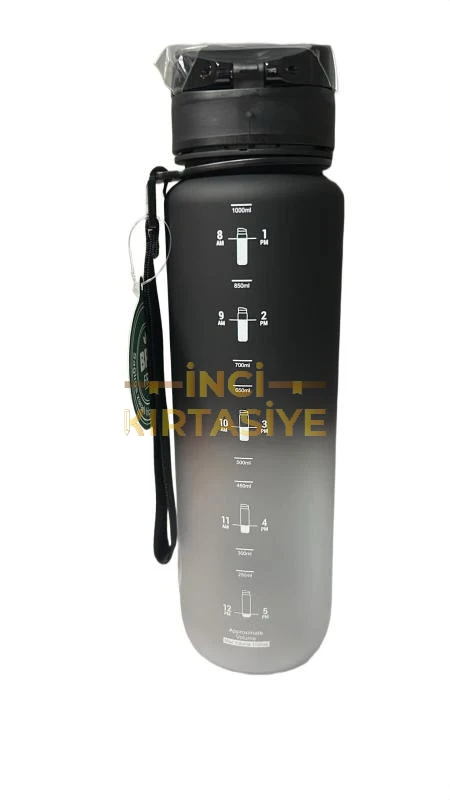 UZSPACE 1000 ML GRADİENT SİYAH BEYAZ TRİTAN SU MATARASI