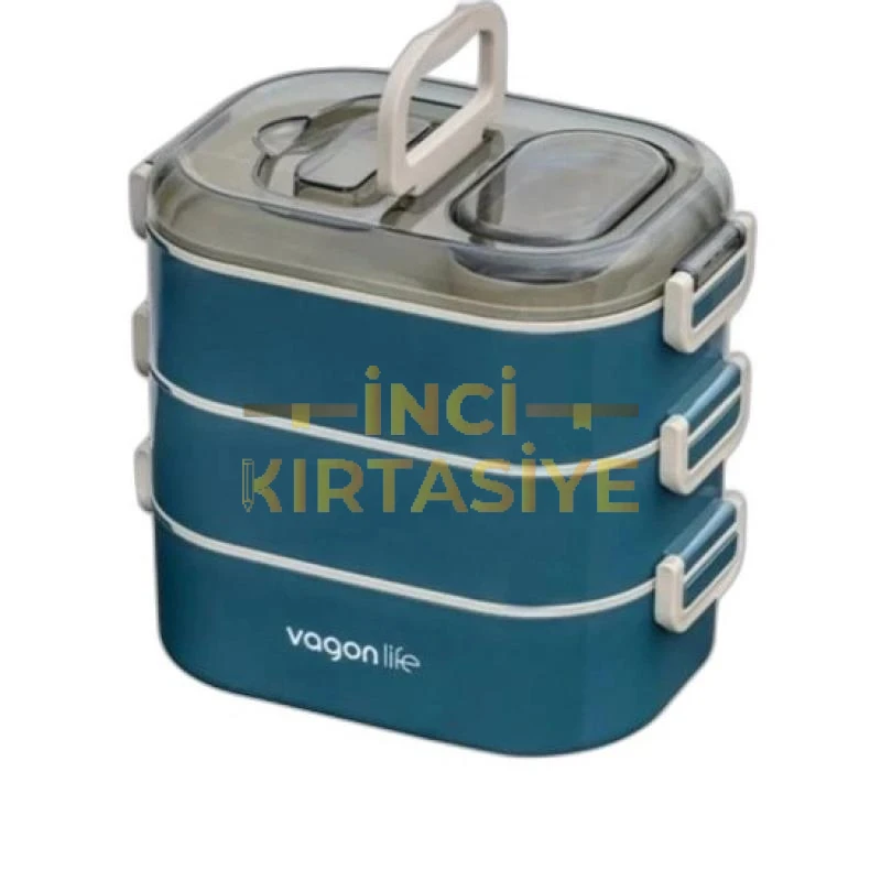 VAGONLIFE XC-7083 1450 ML. 3 KATLI ÇELİK BESLENME KABI
