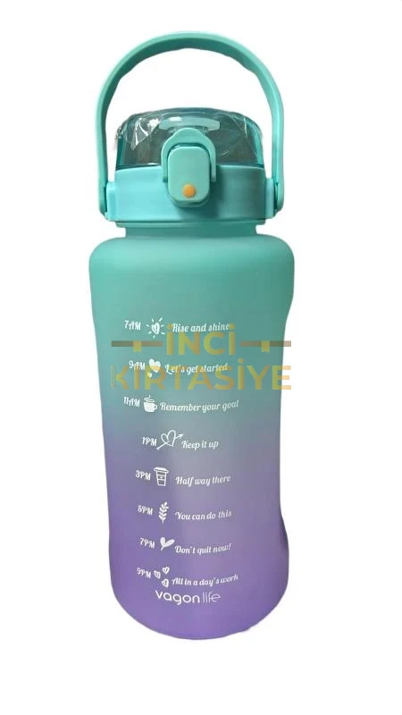 VAGONLİFE 2500 ML SOFT-TOUCH MOTİVASYON SU MATARASI MAVİ MOR