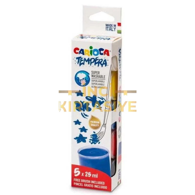 CARİOCA TEMPERA SULUBOYA SÜPER YIKANABİLİR FIRÇALI 5*25 ML 5 RENK KARIŞIK