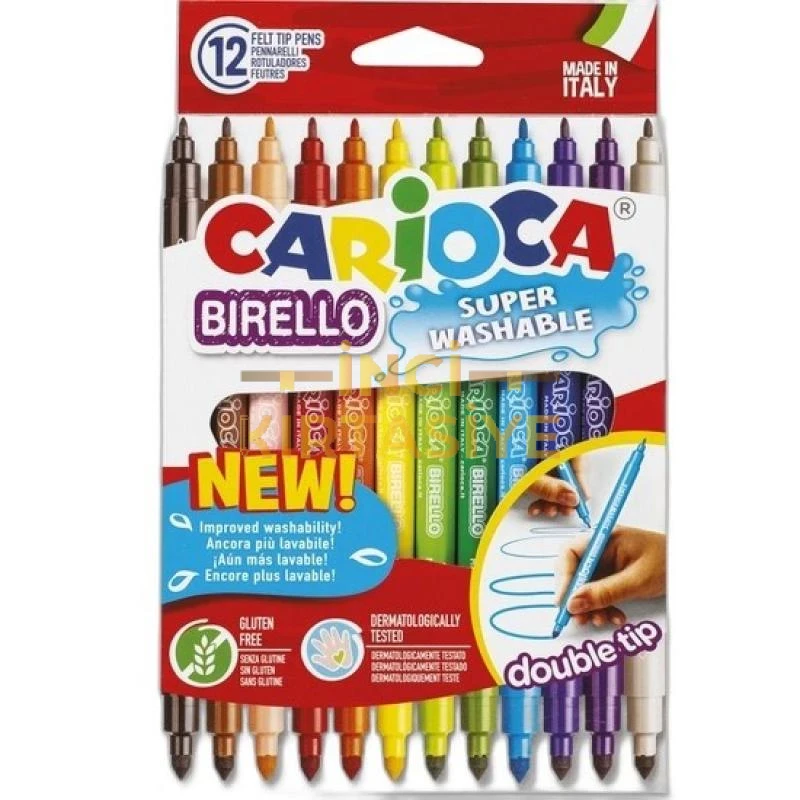 CARİOCA BIRELLO SÜPER YIKANABİLİR ÇİFT TARAFLI KEÇELİ BOYA KALEMİ 12'Lİ