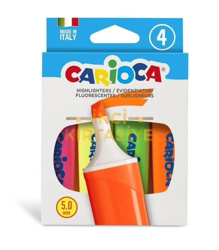 CARİOCA FOSFORLU İŞARETLEME KALEMİ 4'LÜ 4 RENK (MEMOLIGHT)