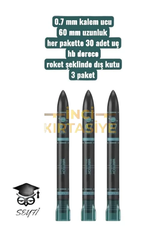 WRITECH SİYAH YEŞİL KALEM UCU 0.7 HB 60MM
