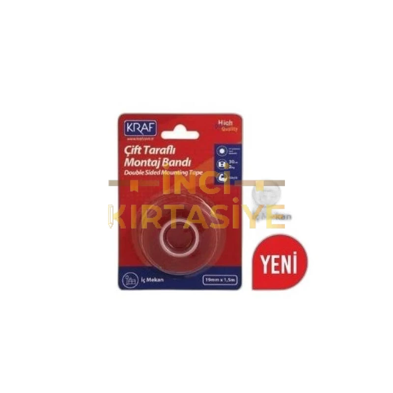 KRAF MONTAJ BANDI ÇİFT TARAFLI İÇ MEKAN 19MMX 1,5M 2530G