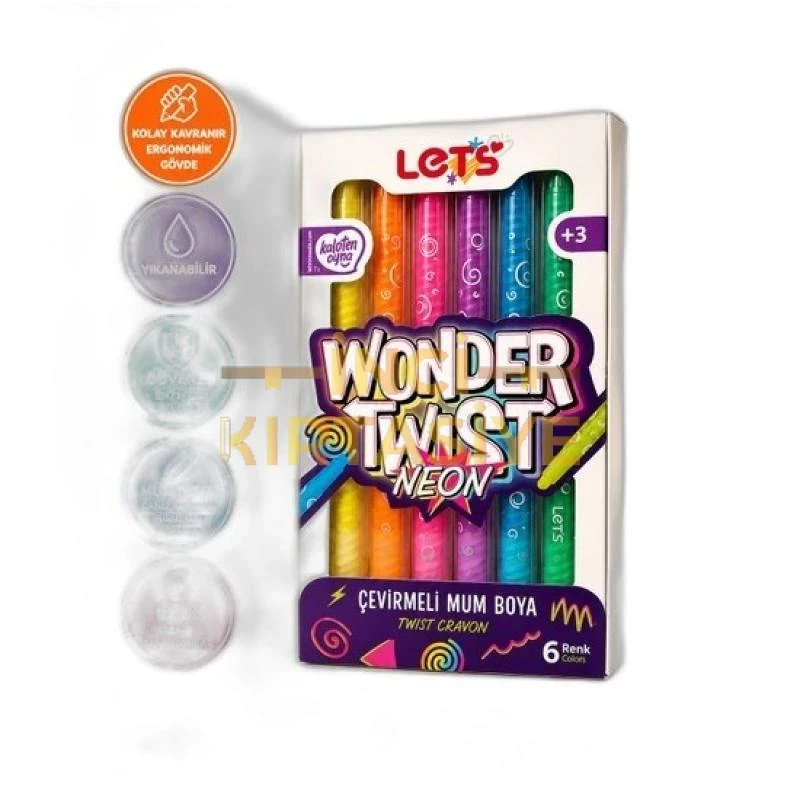 LETS 6 RENK WONDER TWİST NEON ÇEVİRMELİ MUM BOYA