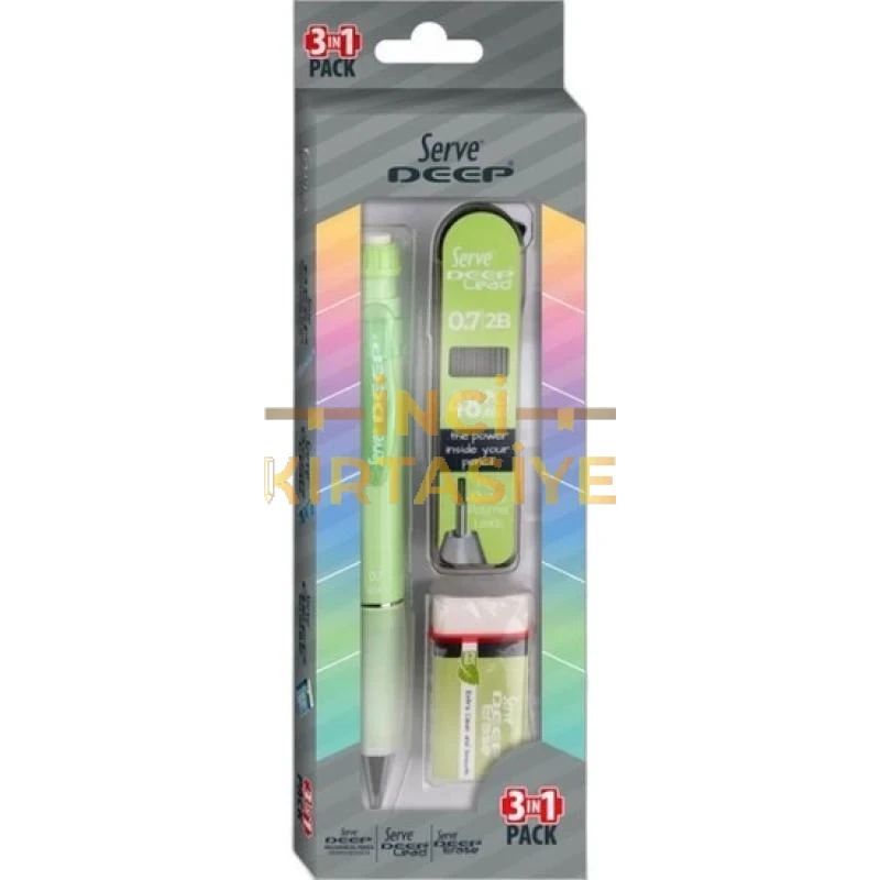 SERVE DEEP 3İN1 PAKET 0,7MM VERSATİL KALEM AÇIK YEŞİL
