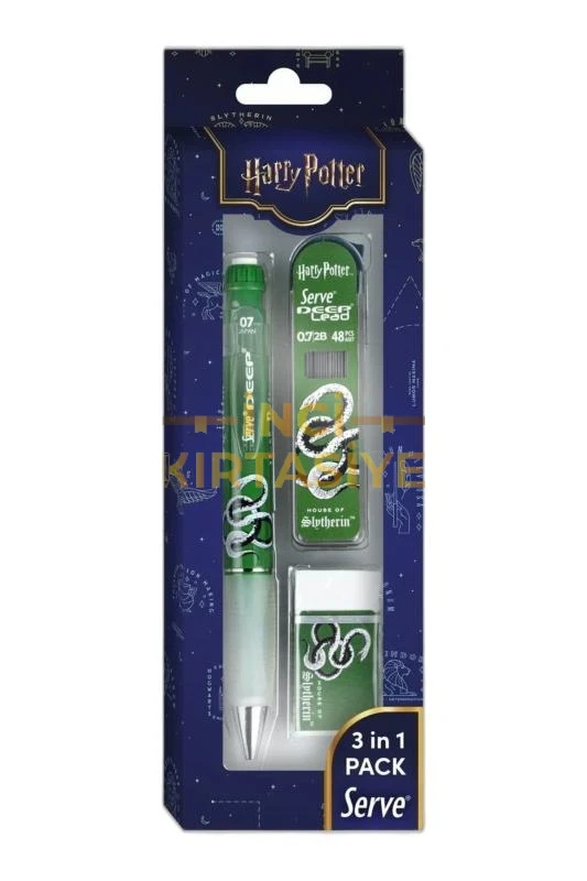 SERVE DEEP HARRY POTTER KALEM SİLGİ UÇ SLYTHERİN SET