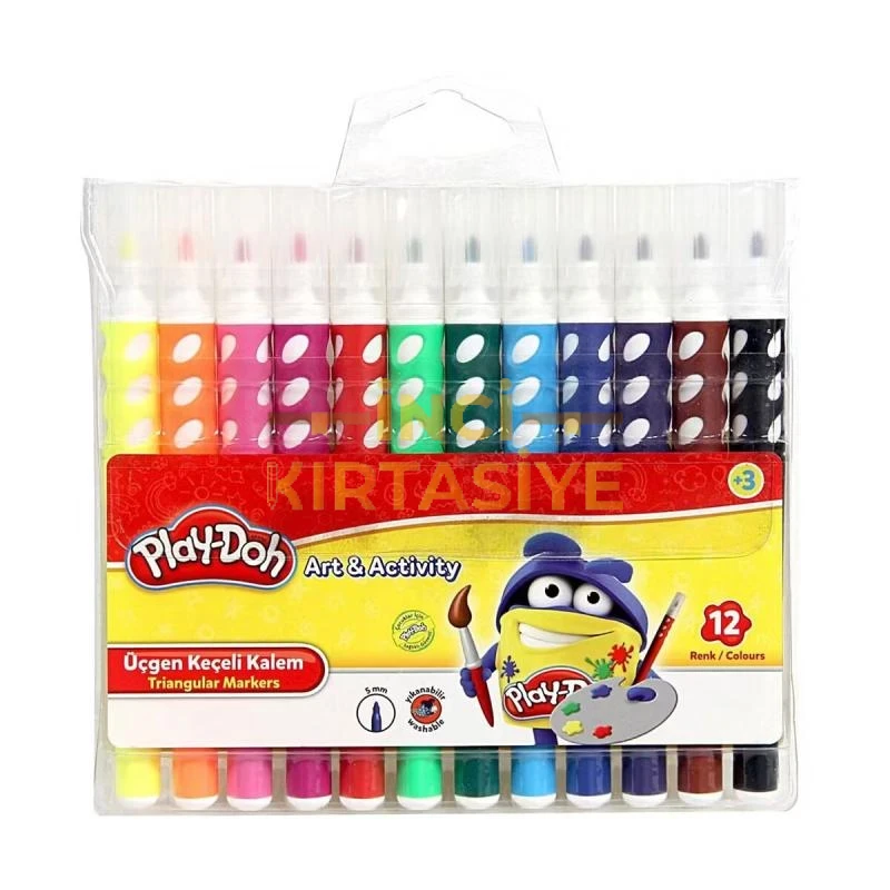 PLAY-DOH 12 RENK ÜÇGEN KEÇELİ KALEM PVC