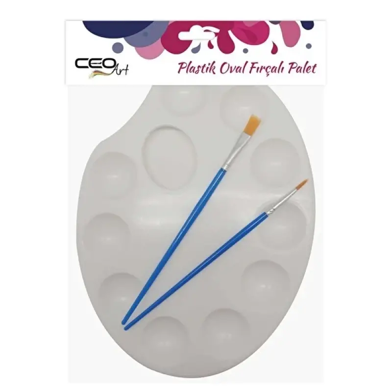 CEOART OVAL PLASTİK PALET+FIRÇA SET