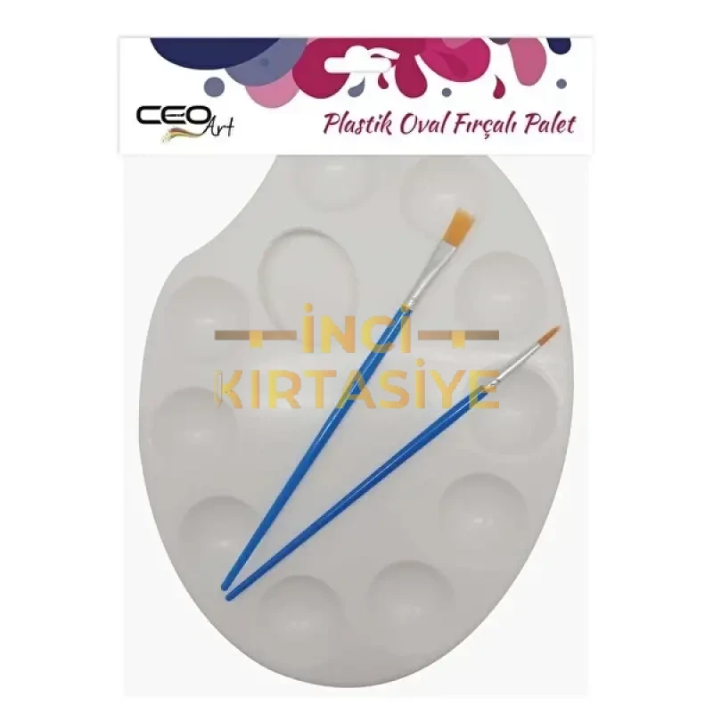CEOART OVAL PLASTİK PALET+FIRÇA SET