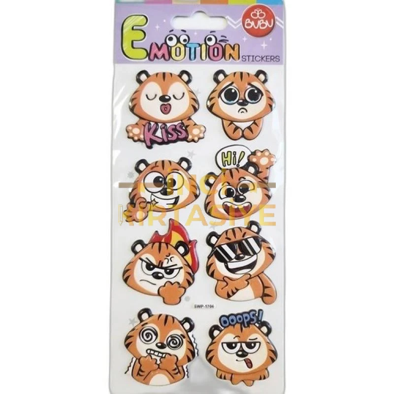 BU-BU EMOTIONS PUFFY STICKERS TIGERS 9X21