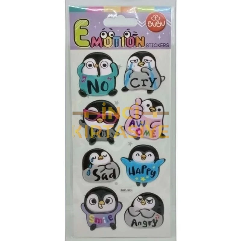 BU-BU EMOTIONS PUFFY STICKERS PENGUIN & MESSAGE 9X21