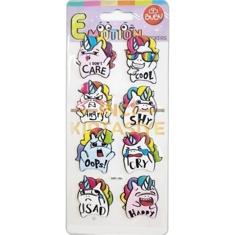 BU-BU EMOTIONS PUFFY STICKERS UNICORN & MESSAGE 9X21