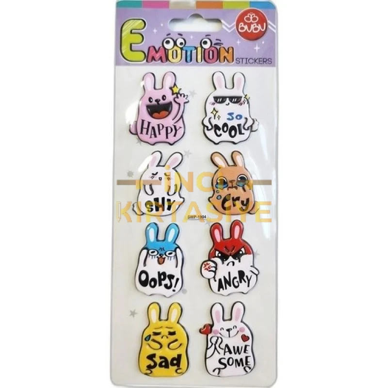 BU-BU EMOTIONS PUFFY STICKERS RABBIT & MESSAGE 9X21