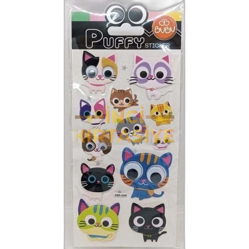 BU-BU PUFFY STICKERS OYNAR GOZLU KEDILER 9X21