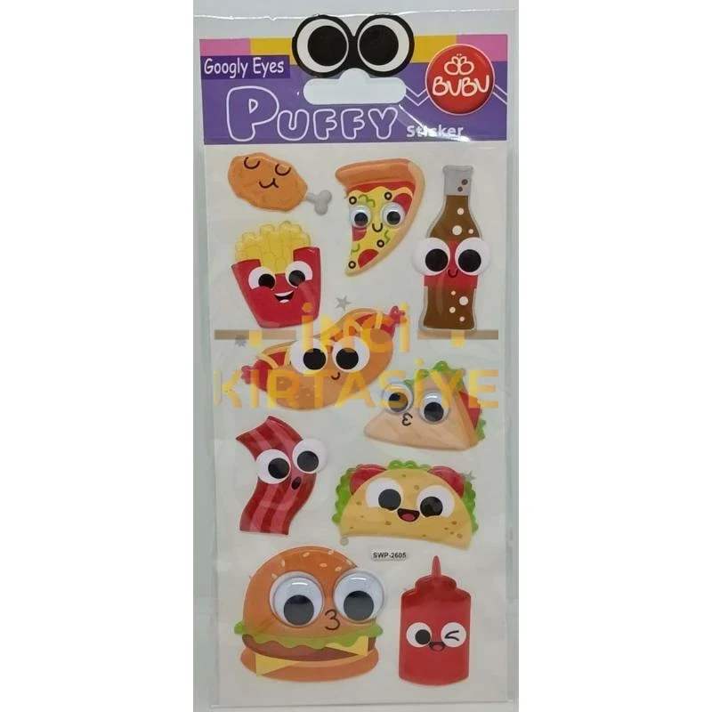BU-BU GOOGLY EYES PUFFY STICKER FASTFOOD 9X21