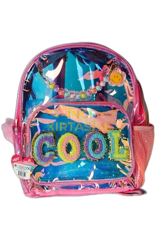 VEST NAKIS SIRT CANTASI SEFFAF PEMBE