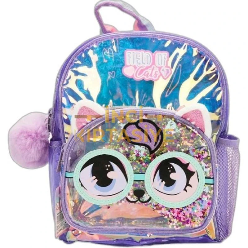 DREAM VEST GOZLUKLU MOR KEDI TARZ KUCUK SIRT CANTASI (U2073)